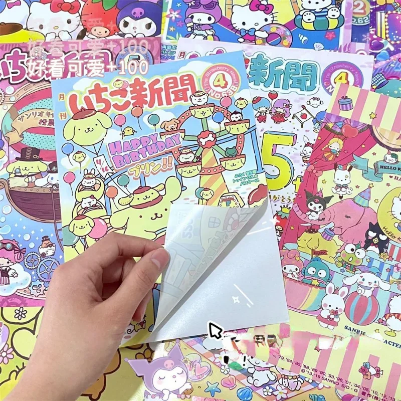 30 Sheets/Set Kawaii Anime Self-adhesive Sanrio Poster Stickers My Melody Hello Kitty Wallpaper Wall Sticker Dormitory Decorate