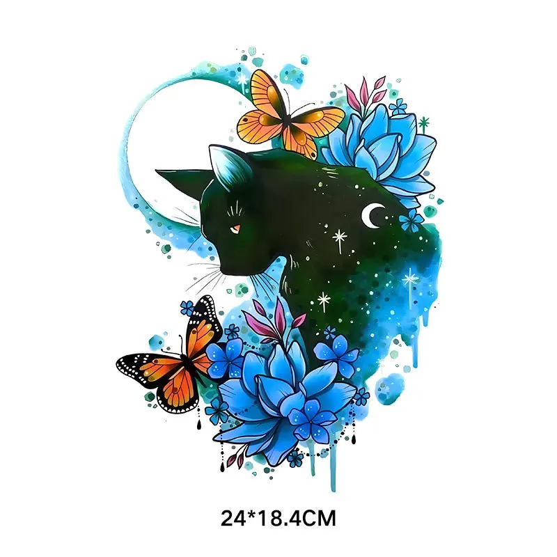 Turtle Rose Tiger Starry Cat Heat Transfer Fine Clothing Thermoadhesive Patches Iron On Patches For Clothing DIY T-shirt Sticker