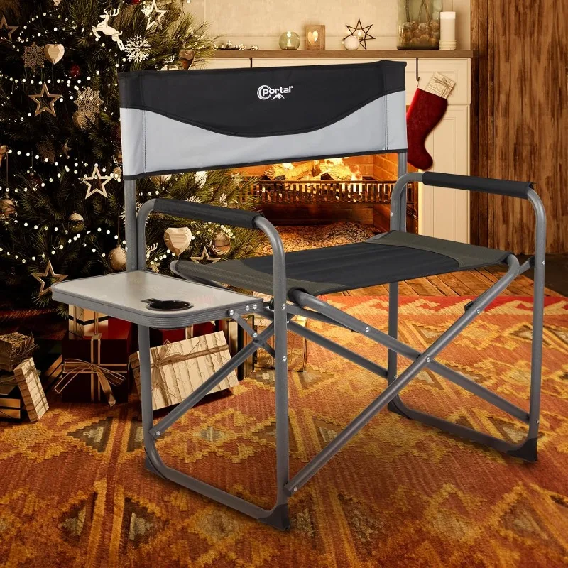 

27.6" Extra Wide Directors Foldable XXL Folding Chair with Side Table for Indoor and Outdoor Use, 600 lbs