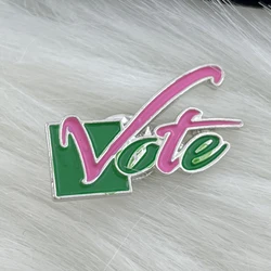 Pink green VOTE brooch