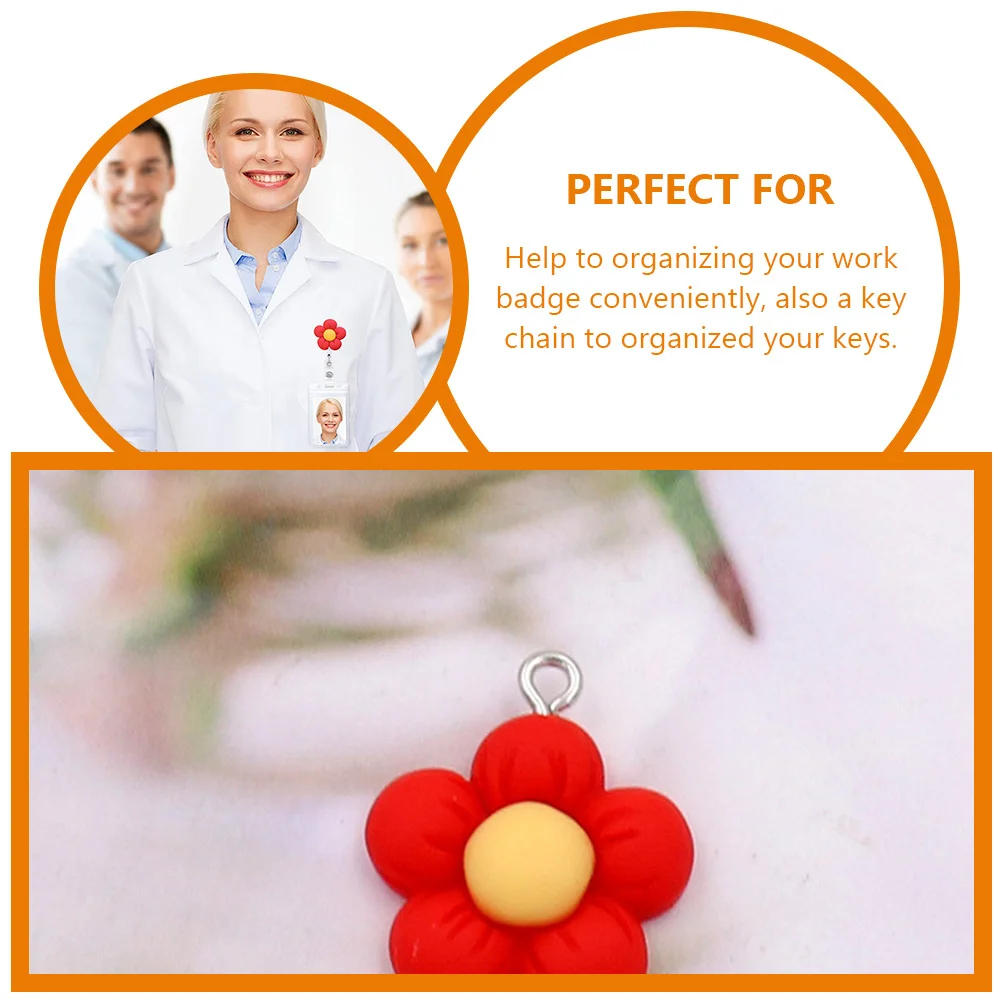 

3Pcs Colorful Flower Retractable Badge Buckles Multi-Function Id Holders Employee Card Clips Lightweight Badge Reels
