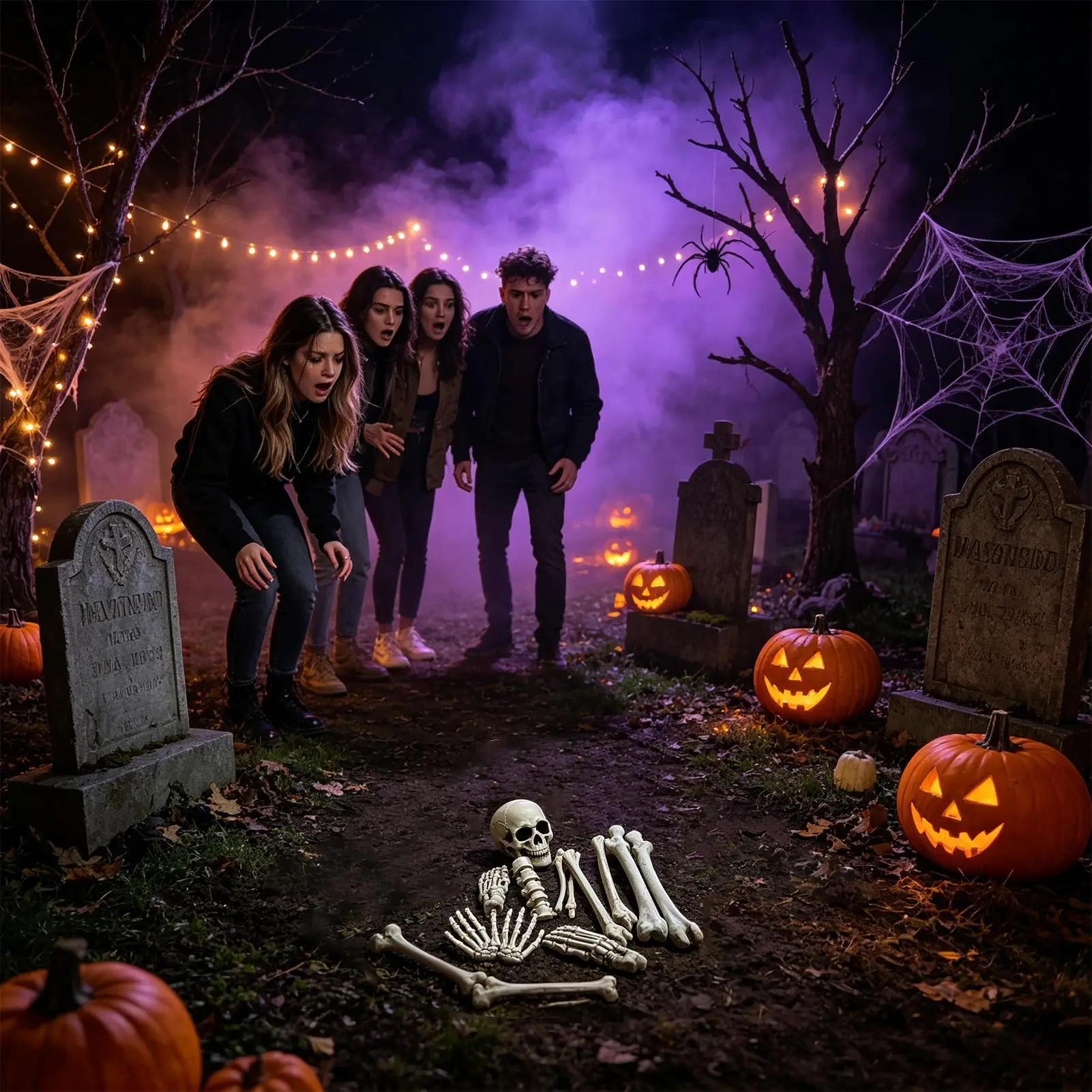 Skeleton Bones Realistic Halloween Graveyard Skeleton Props Haunted House Bones Decor For Backyard Lawn Garden Outdoor Party
