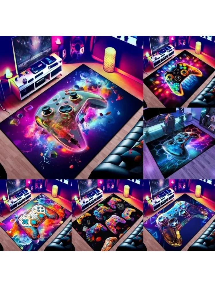 Tapis imprimés en 3D, Transparent, contrôleur de manette de jeu, tapis vibrant pour salle de jeux, ajouter des chambres à coucher, des salles de jeux, tapis de sol en Polyester