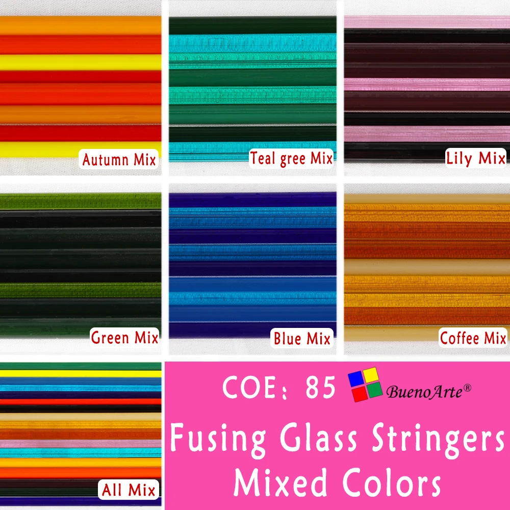 500g 3~5mm Fusing Glass Sticks Glass Stringer COE85 COE90 Lampworks Glass Rods Creative Hot Melt Series Handmade Melting Glass