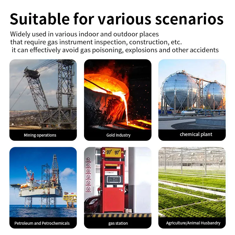 Portable High-Precision 4-in-1 Gas Detector for Combustible and Toxic Hazardous Gases O2, CO, H2S Rechargeable Analyzer