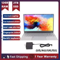 게임 비즈니스용 저렴한 노트북 512G SSD 노트북, 5G 와이파이, 15.6 인치 IPS, 12GB DDR4 RAM, 윈도우 10, 11, 지문 백라이트 BT4.0 포함