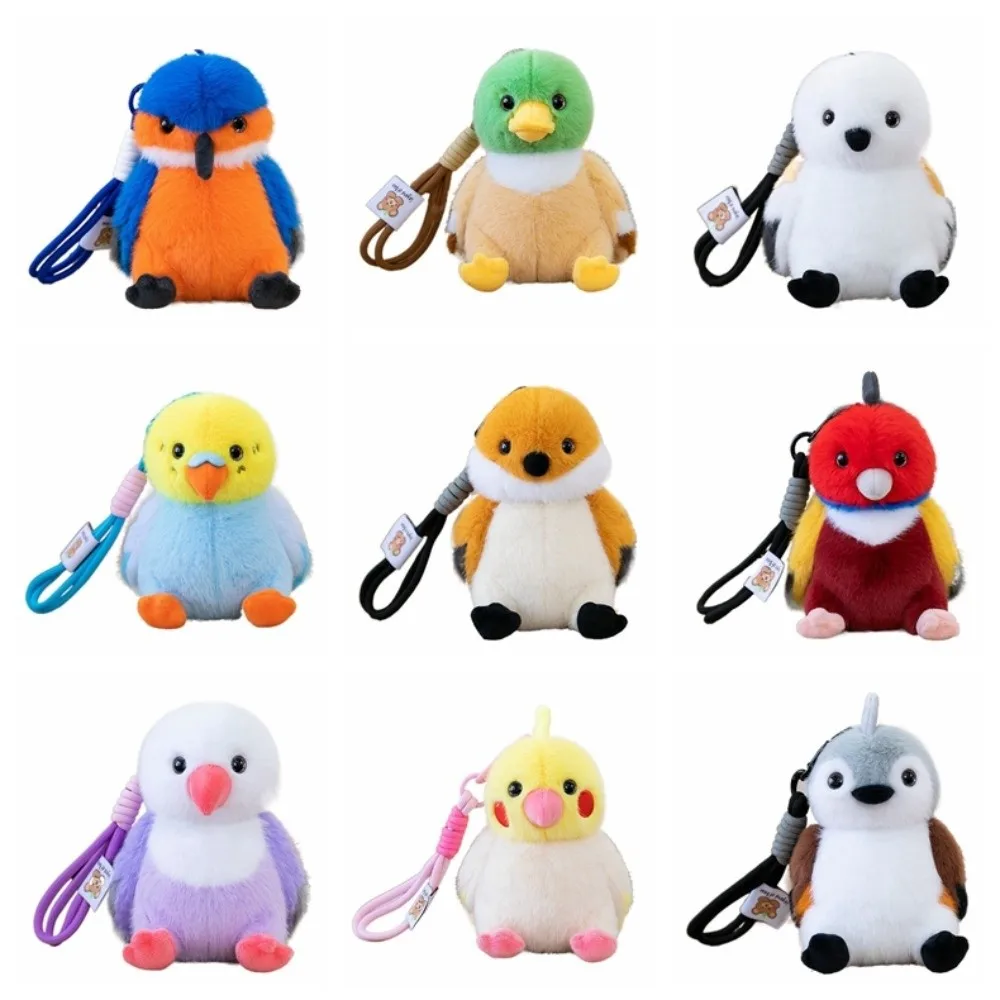 Parrot Cute Animal Bird Keychain Simulation Sparrow Bird Pendant Kawaii Colorful Furry Birds Keyrings Boys and Girls