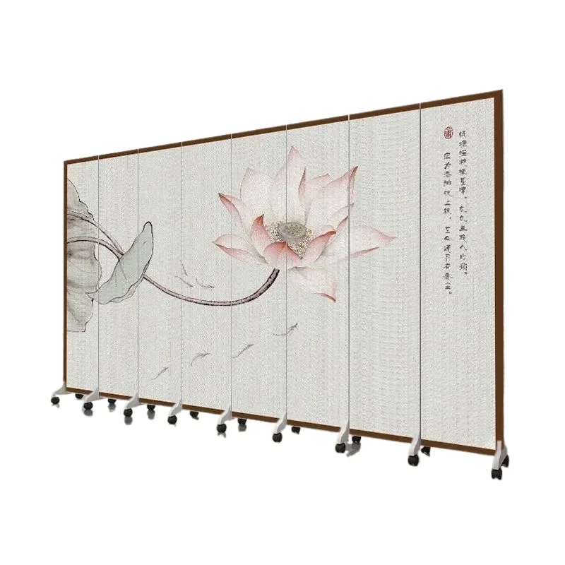 Chinese Screen Elegantly Hand-Painted Double-Sided Handmade Room Dividers with Stand for Home Decor
