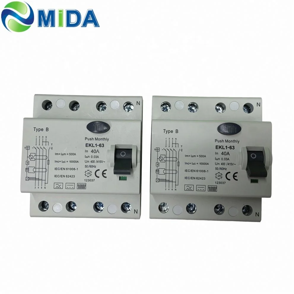 4 poles 40A 63A 3phase RCCB Type B Circuit Breaker of Residual Current