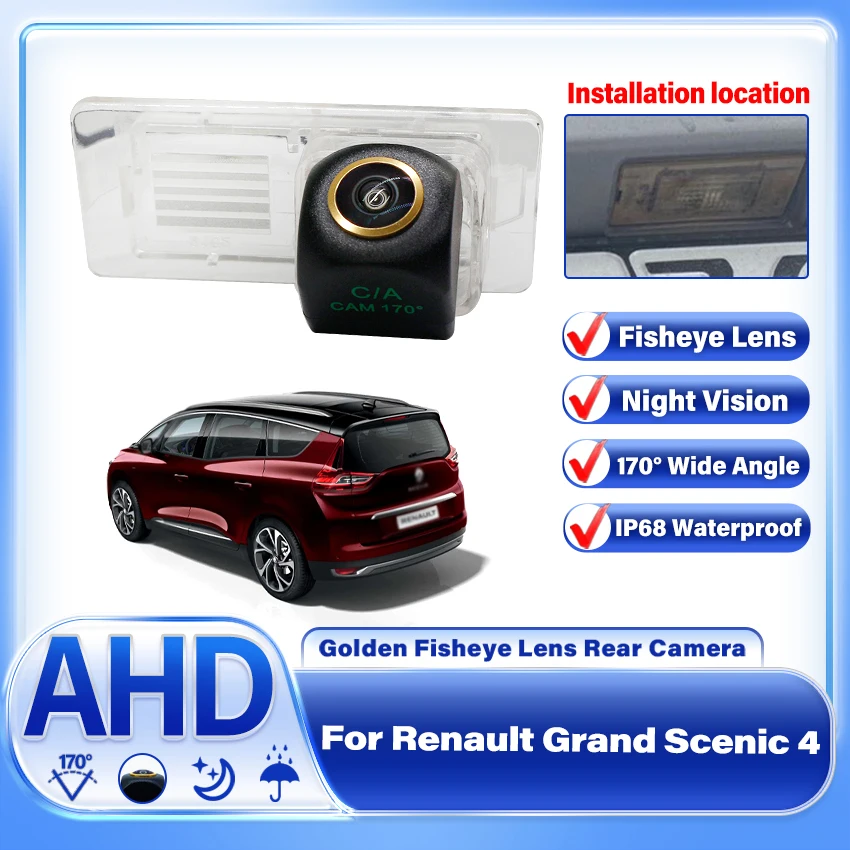 170° 1920×1080P AHD rear camera Night vision waterproof Backup Parking Reversing Camera For Renault Grand Scenic 4 2007 ~ 2020