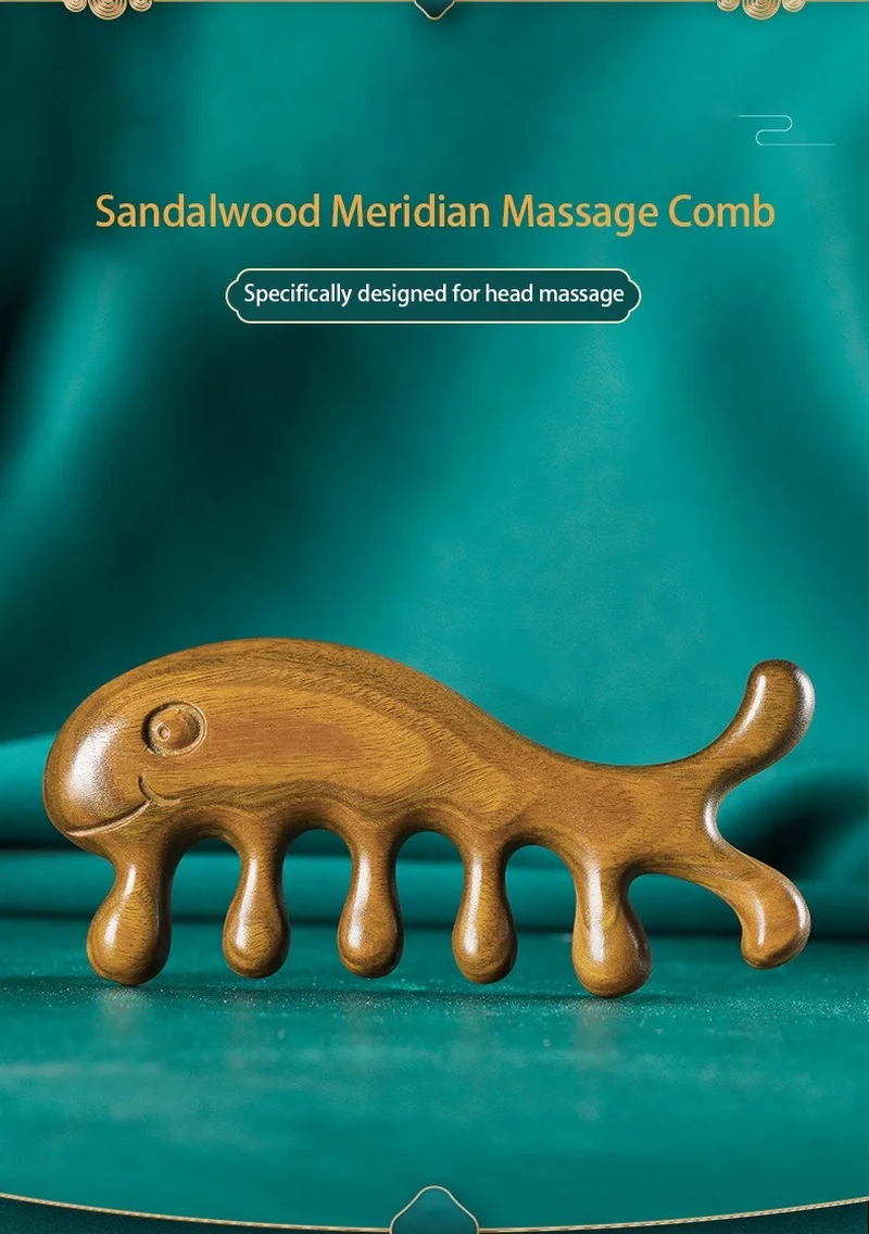 Sandalwood Massage Comb Head Meridian Scalp Comb Face Eye Shoulder Neck Scraping Treatment Hair Loss Anti-static Wide Tooth Comb