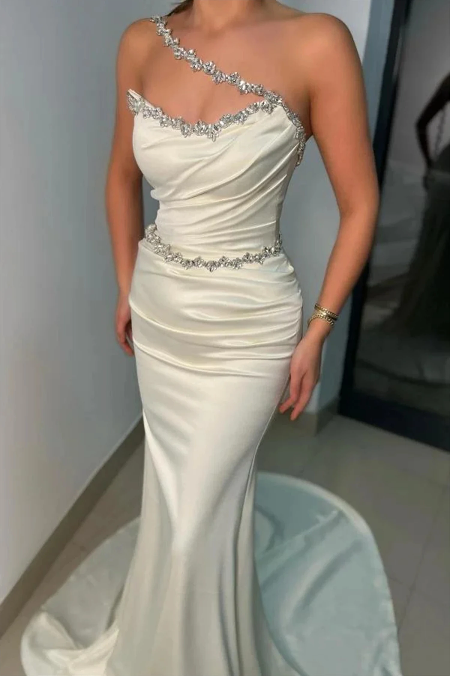 Wedding Party Long Dress Party Evening Elegant Luxury Celebrity White Long Dresses for Special Events Mermaid Glitter Decoration