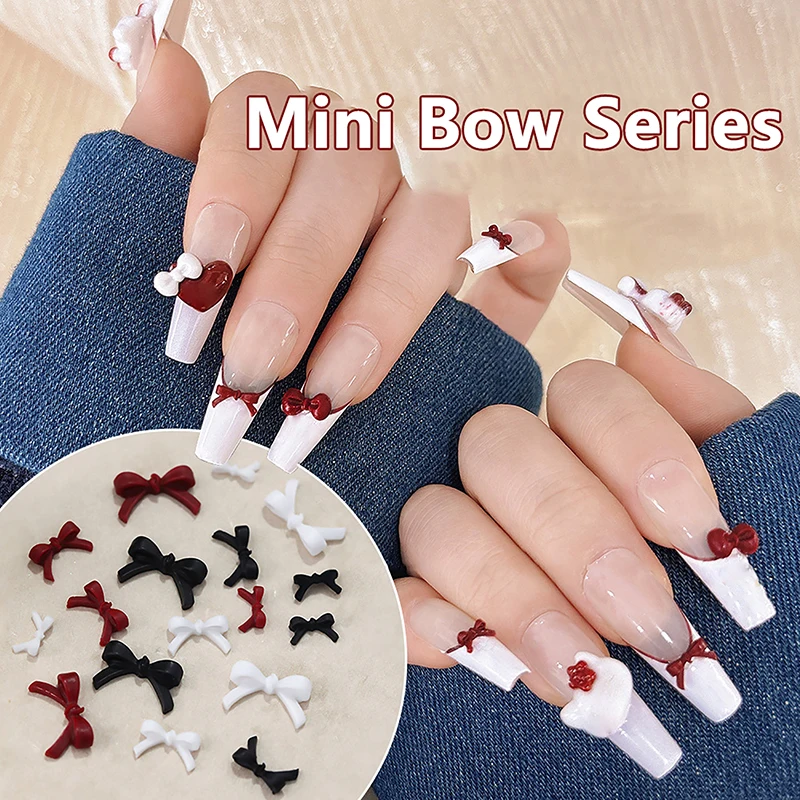 50Pcs Mini Bow Nail Charms Bulk Mix 3D Bowknot Nail Art Decoration Accessories For DIY Manicure Korean Design