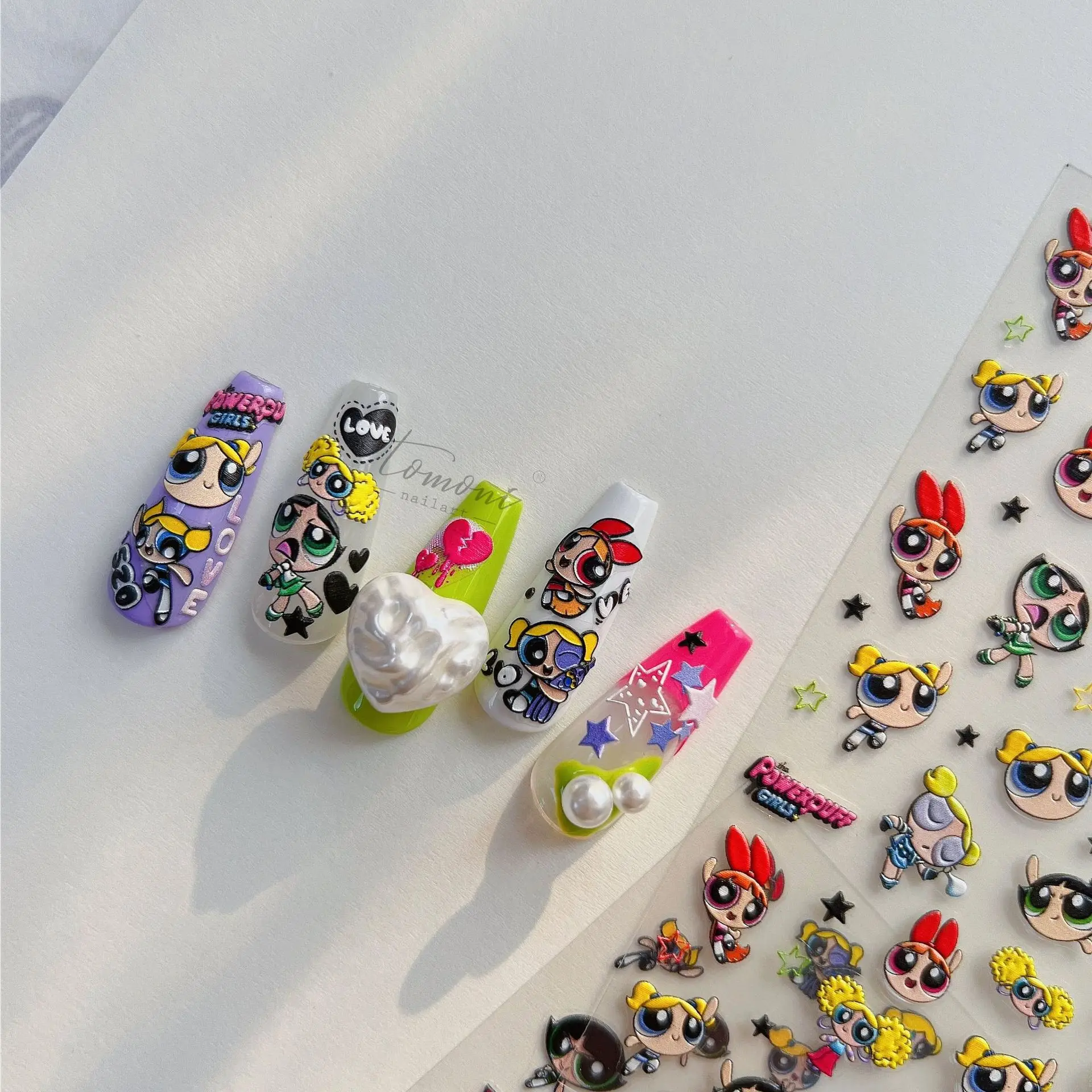 Kawaii Cartoon Girls Popular Fashionable Nail Stickers Self Adhesive Merchant Otaku Love Nail Accessories Cute Nail Decoration