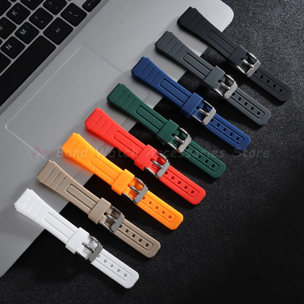 For Casio F91W F84 F105/108/A158/168 AE1200/1300 W800H SGW400 Watch Band 18mm Waterproof Rubber Silicone Straps Replace Bracelet view 2