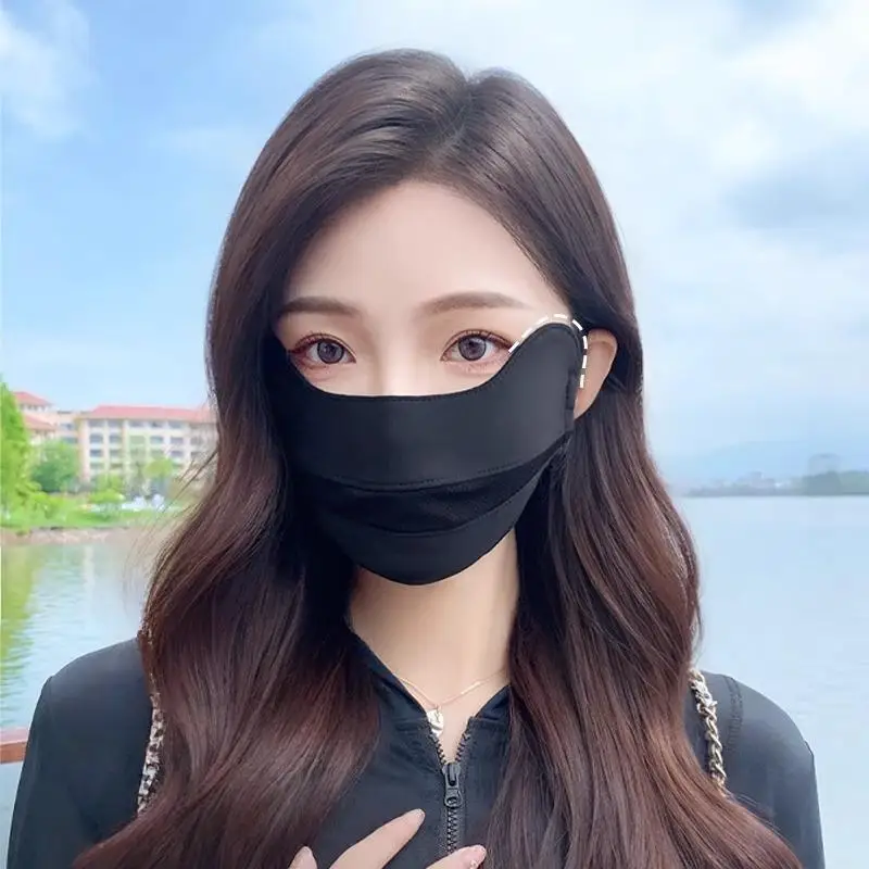 

New Breathable Ice Silk Mask Anti-UV Dustproof Sunscreen Mask Washable Face Cover Protect The Corners Of The Eyes