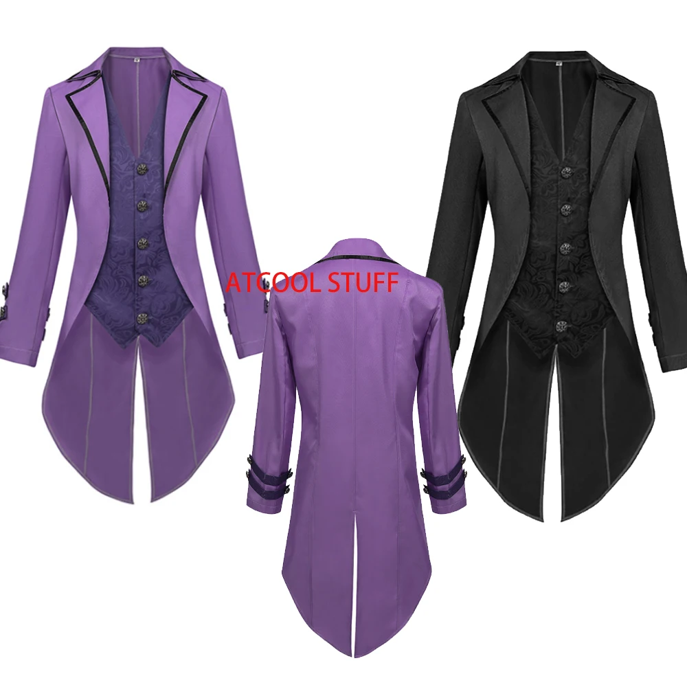 

Adult Halloween Devil Costume Purple Medieval Fake Two Pieces Tuexdo Steampunk Gothic Victorian Prince Edwardian Tailcoat