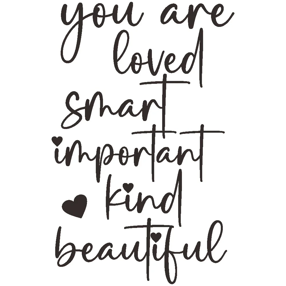 1pc Motivational Self-love Quote Wall Sticker You Are Loved Smart Important Kind Beautiful Mirror Sticker for Vinyl Decor