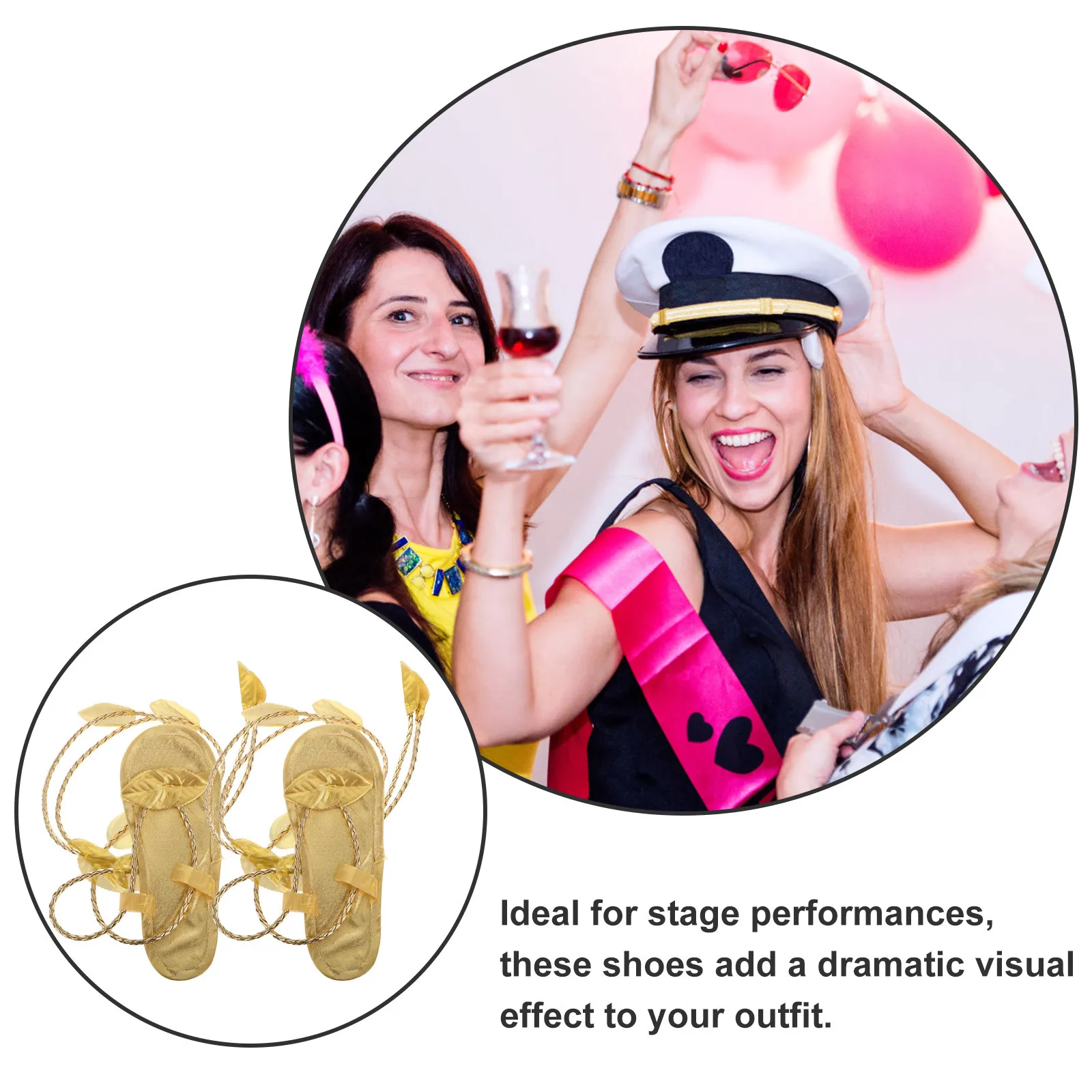 Confezione da 5 sandali dorati da 5 pezzi per donna, scarpe da fata, costume cosplay della dea elfo