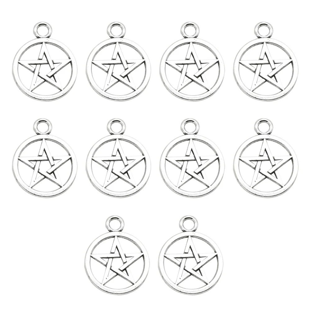 

10 PCS Pentagram Pendant Unique Design Star DIY Charm Bracelet Fine Workmanship Eye-catching Silver