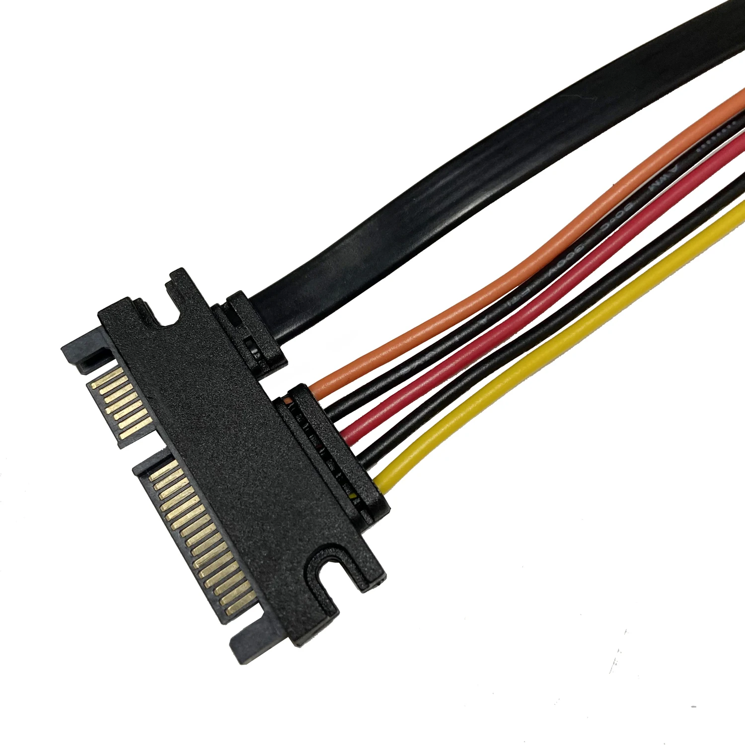Cable SATA de 7+15 pines en ángulo ascendente/descendente, macho a hembra, cable de extensión combinado de datos y alimentación Serial ATA SATA de 22 pines, conector convertidor