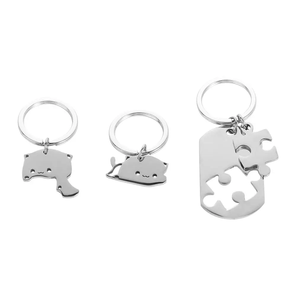 Lover Pendants Keyring Gift Car Keychain Best Friends Couple Keyring Cat Keychain Animal Matching Keyring Puzzle Cat Keychain