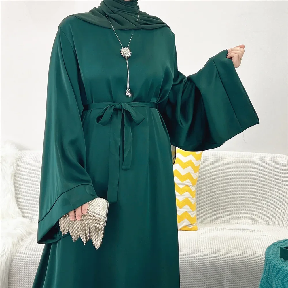 

Muslim Women Hijab Dress Satin Abaya Scarf Robe Ramadan Modest Prayer Islamic Clothing Robe Eid Jalabiya Kaftan Caftan Marocain