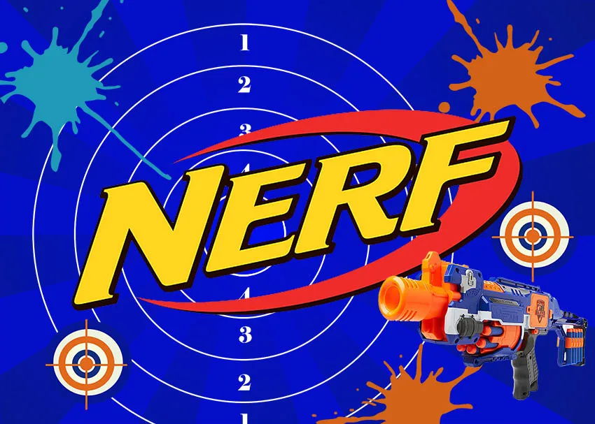 NERF Gun Photo Backdrop for Boys Birthday Party Photography Blue Toy Bullseye Background Decoration Poster Banners