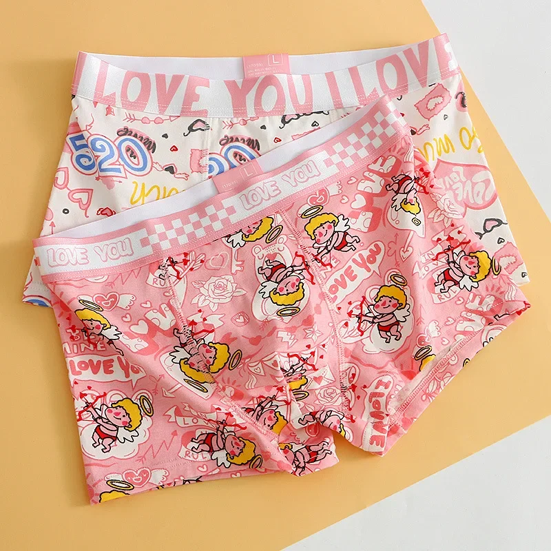 Cotton Men Panties Cute Cartoon Shorts Sports Boxer Breathable Summer Sexy Underwears Mid-Waist Boyshort Boys Student Pants