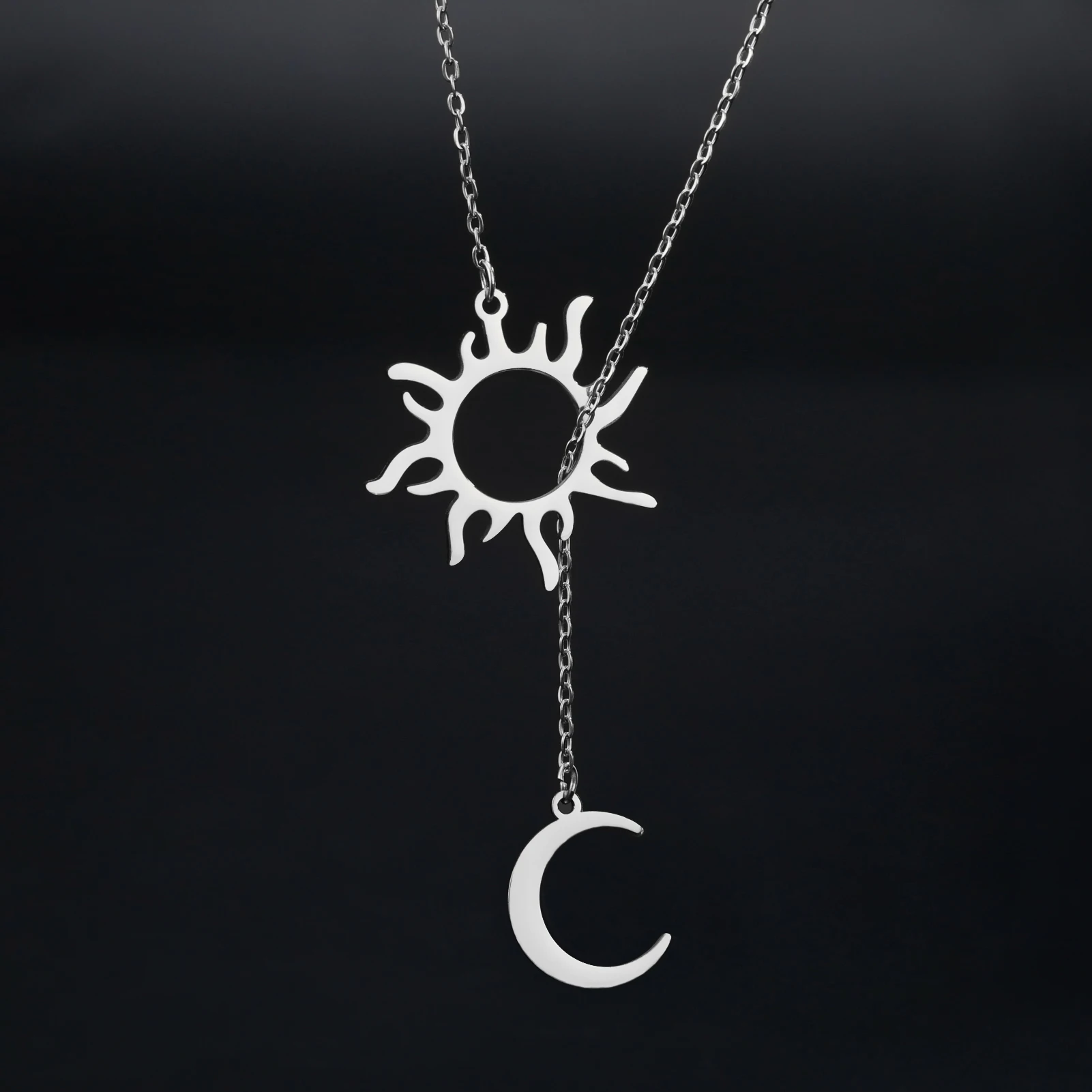 COOLTIME Sonne Mond Anhänger Halskette Edelstahl Böhmischer Halsband Mode Amulett Schmuck Geschenk für Frauen Neu im Großhandel – Detail 7