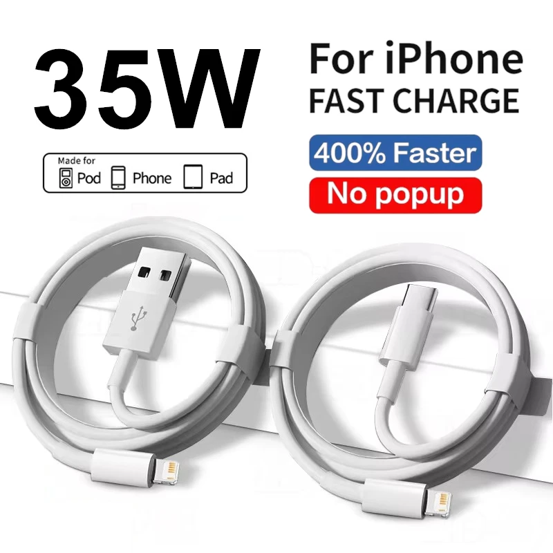 35W PD Original Fast Charging USB Cable For iPhone 11 12 13 14 Pro XS Max XR X 6 6S 7 8 Plus SE USB C Quick Charge Phone Cables