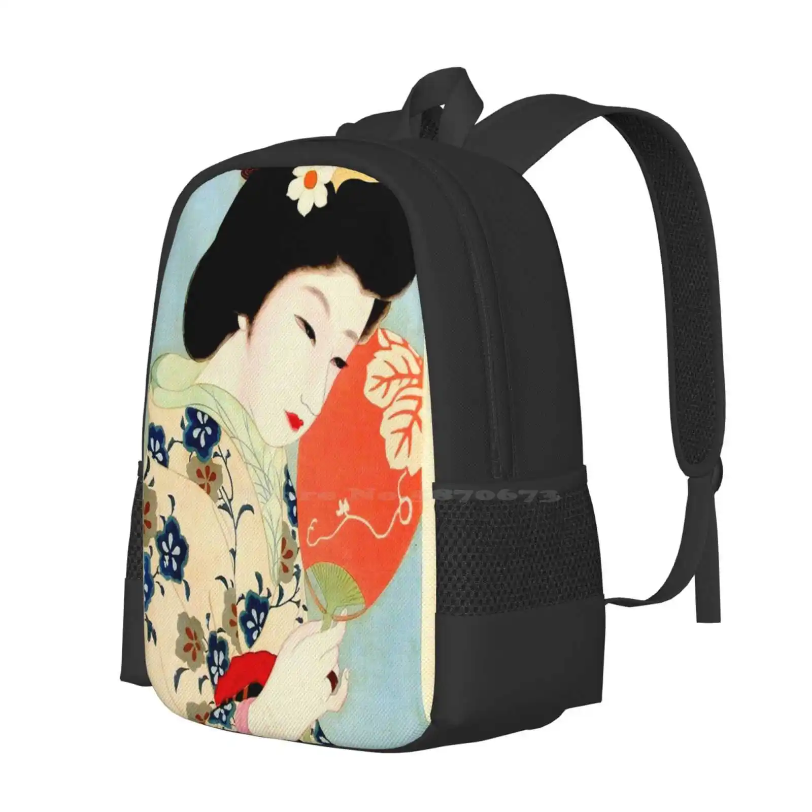 Japanese Classic Geisha Lady Art Fashion Pattern Design Travel Laptop School Backpack Bag Japanese Classic Geisha Lady Art Cool