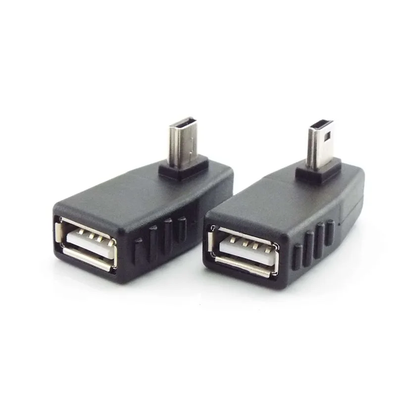 Mini USB 5Pin Maschio a USB Femmina Convertitore Angolo di 90 Gradi Connettore Adattatore OTG per Auto MP3 MP4 Tablet Telefono U-Disk D6