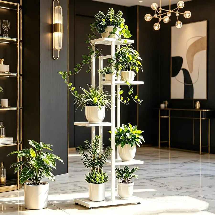 5-Tier Plant Stand-A Versatile Metaforse This Plant Display Stand Doubles As A Storage Unit. Made Of 100% Solid Iron, It Is Stur