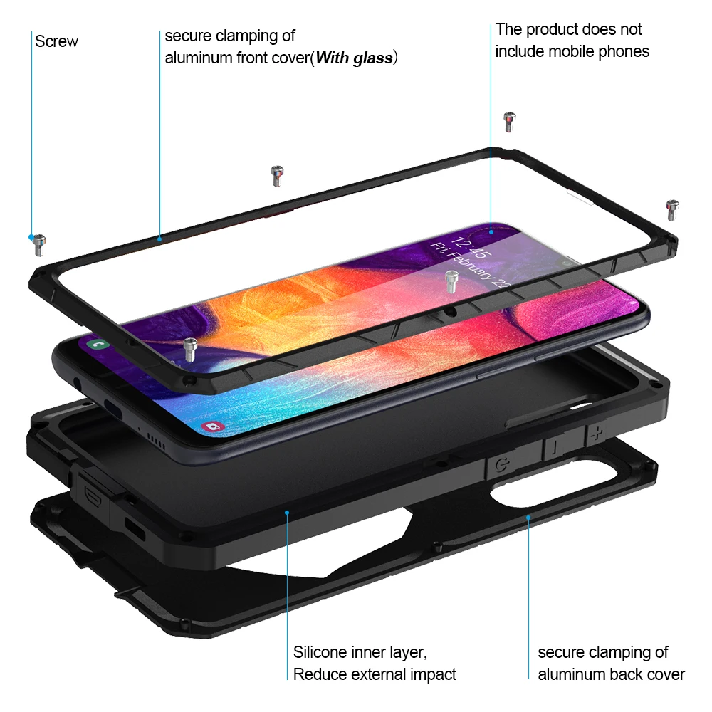 Imatch Aluminum Metal Silicone Shockproof Case For Samsung Galaxy A50 A70 A80 A90 Cover Protector Hard Heavy Duty Fundas Shell