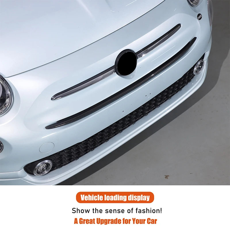 For 2016+ Fiat 500 car front center grille decorative bar car exterior accessories ABS carbon fiber pattern 1 piece set