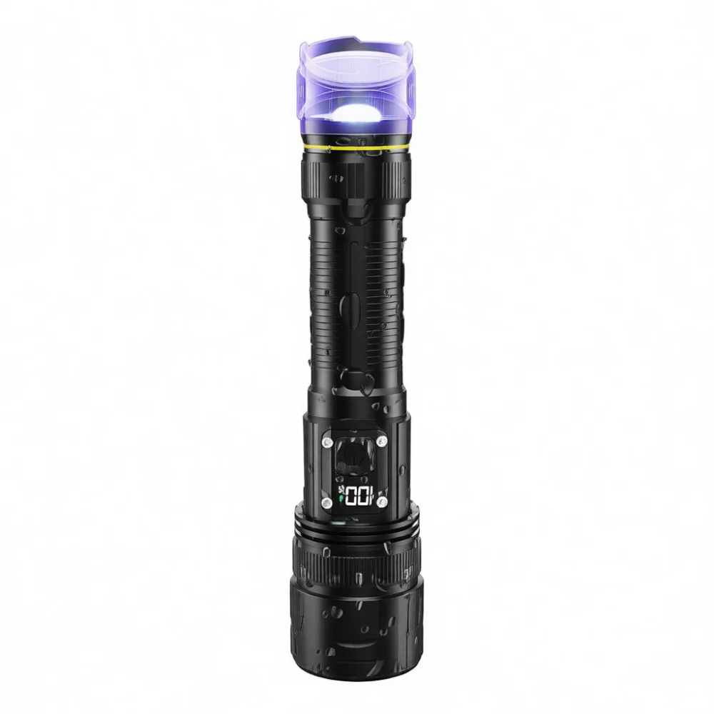 High Power Led Flashlight Zoomable Torch Rechargeable Emergency Light For Outdoor Camping Tactical Patrol Searching Gear