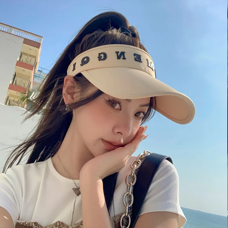 Korean Hat Women's Fashion Three-Dimensional Letter Hair Clip Protection Visor Sports Baseball Sun-Proof Peaked Cap