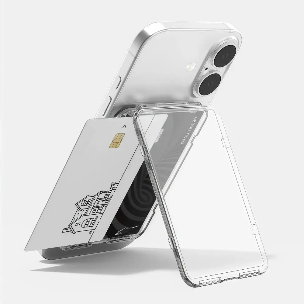 Transparent For MagSafe Card Sleeve 2 Card Slots Shockproof Magnetic Stand Card Holder Ultra-thin for iphone 17/16/15/14/13/12