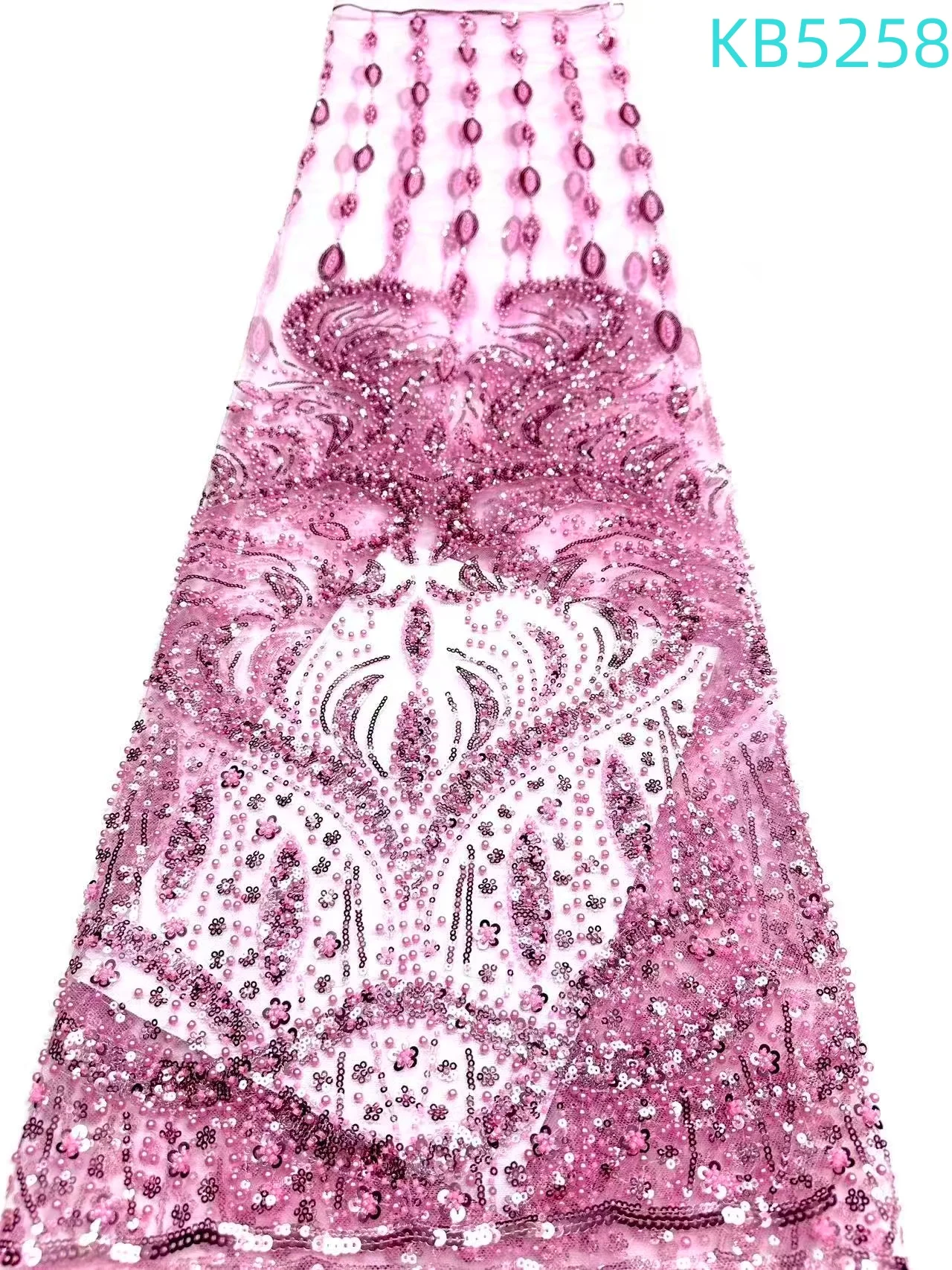 

Gold Beaded French Mesh Lace Fabrics African Lace Fabric 5 Yards High Quality 2024 Green Sequins Embroidery For Wedding KB5258