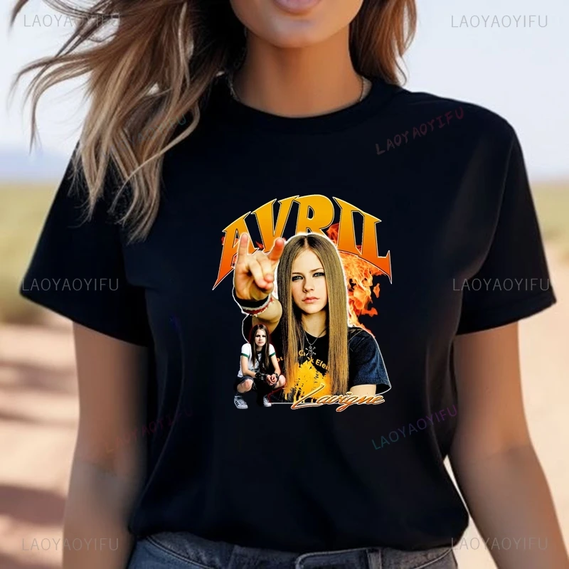 

Famous Avril Ramona Lavigne Classic Poster Fashion Print Shirt for Women, New Casual Everyday Wear, Cotton T-shirt for Women