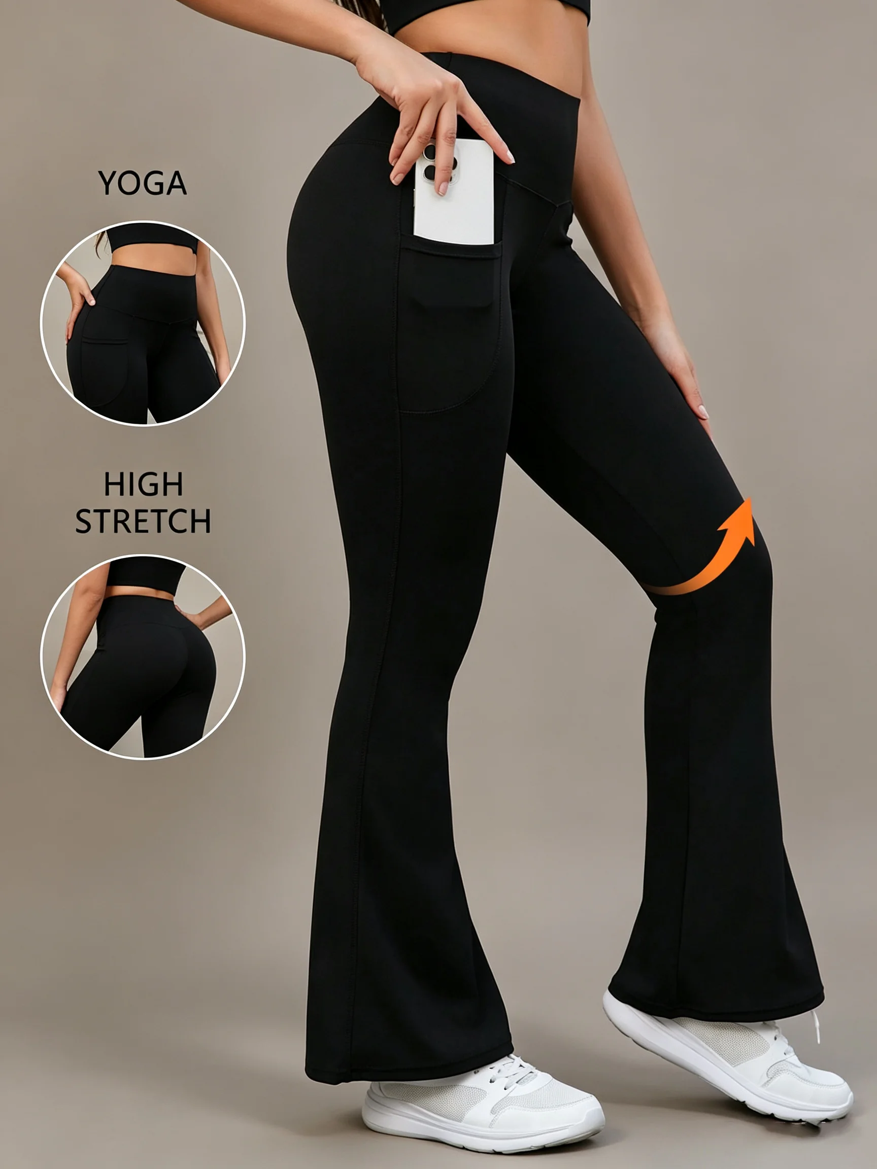 New Women's High Waist Booty Lifting Flare Leggings Yoga Tight Pants Slim Fit Wide Leg Pants for Fitness Running Outdoor Sport
