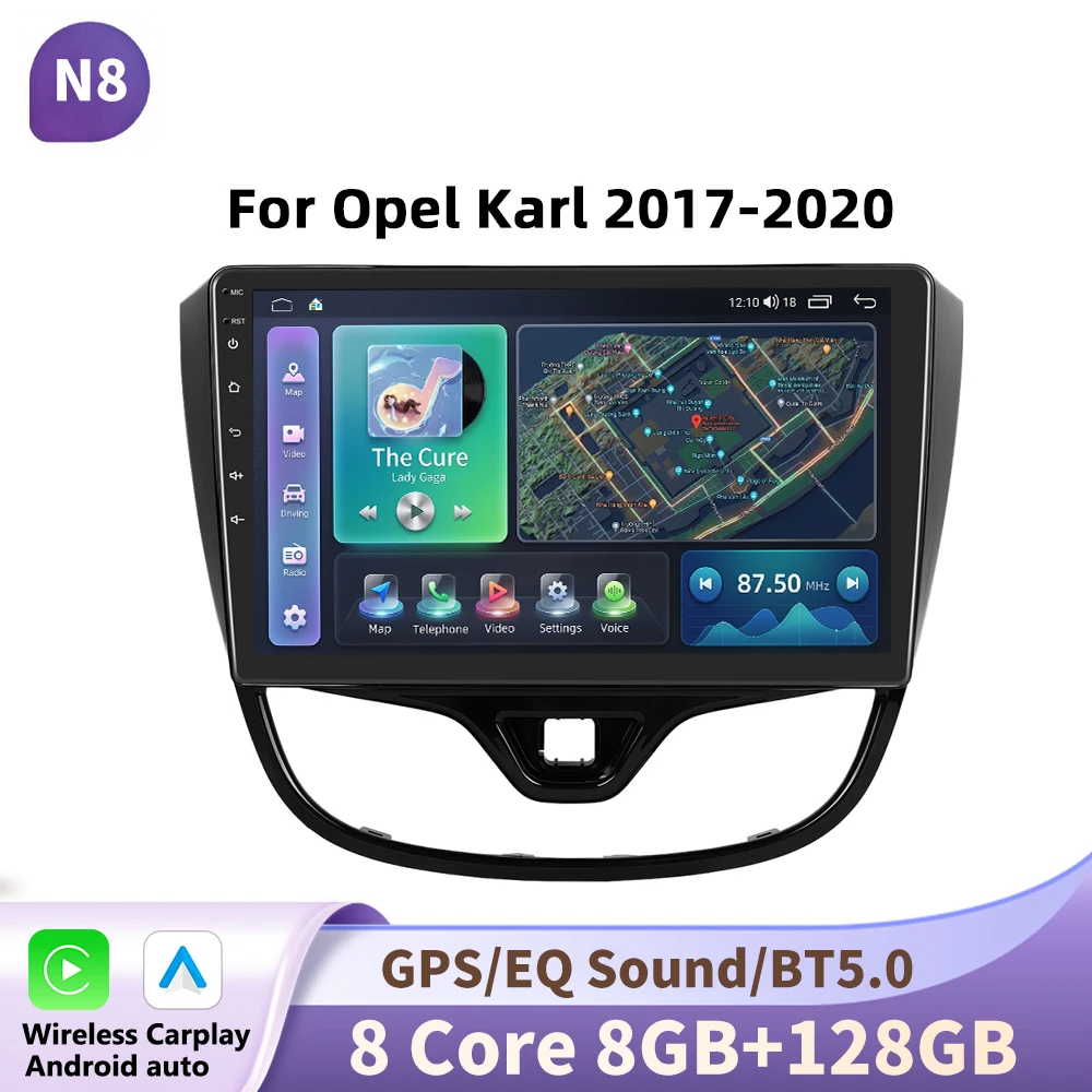Podofo 2 Din Carplay zonder draad Android Autoradio multimedia videospeler voor Opel Karl 2017-2020 GPS Navigatie 2din Auto stereo