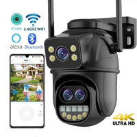 6K 12MP ICSEE Wifi Security Camera 3 Lens Dual Screen 8X Zoom Outdoor Waterproof Auto Tracking Human Detect Surveillance Camera