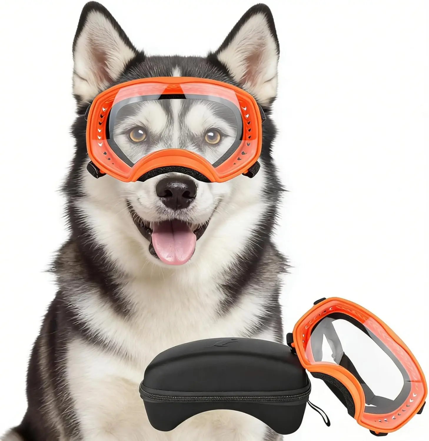 

Large Dog Goggles Soft Frame Anti-UV Sunglasses Medium Breed Driving Eye Protection Windproof Adjustable Pet Sunglasses