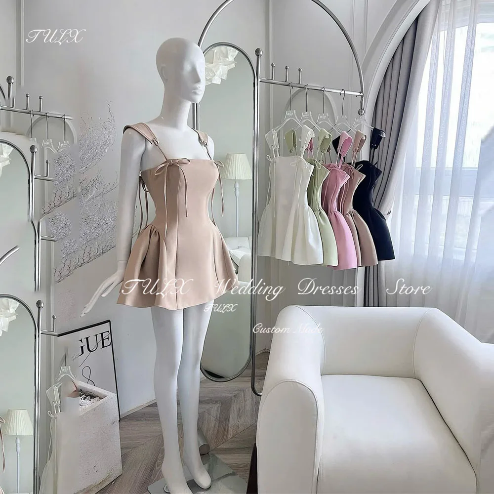 

TULX Black Pink Dresses Above Knee Mini Dresses Spaghetti Straps A-line Lace up Party Gown Short Evening Dresses Customized 2025