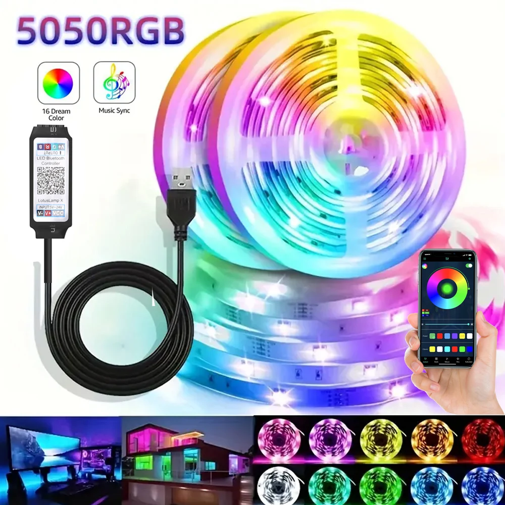 5V USB LED Strip Light SMD5050 Infrared Remote Control RGB Flexible Lamp Tape for TV Desktop Screen Back Light Room Decoration
