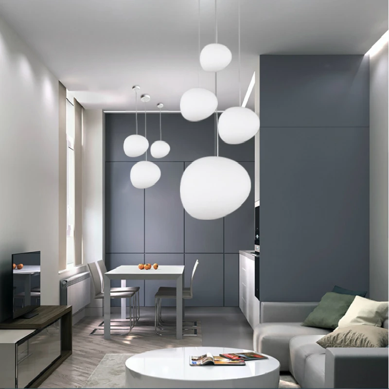 Modern Pendant Light Led Glass Ball White Nordic Hanging Lighting Fixture Living Room Bedroom Dining Corridor Kitchen Decor Lamp