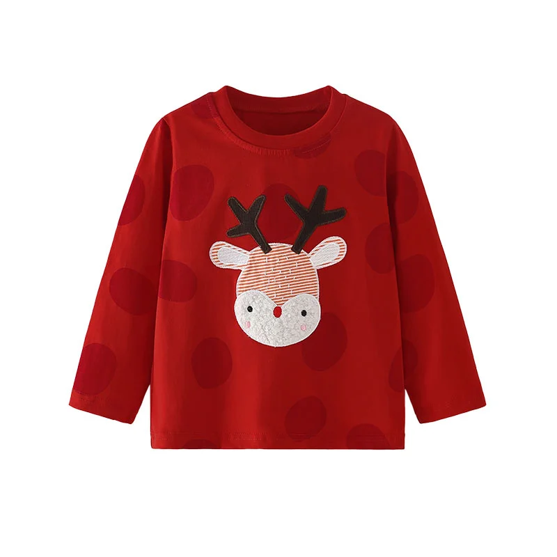 

3-8T Deer Girl Long Sleeve T Shirts Cotton Kids Autumn Spring Kids Boys Clothes Children's Blouse Toddler Shirts