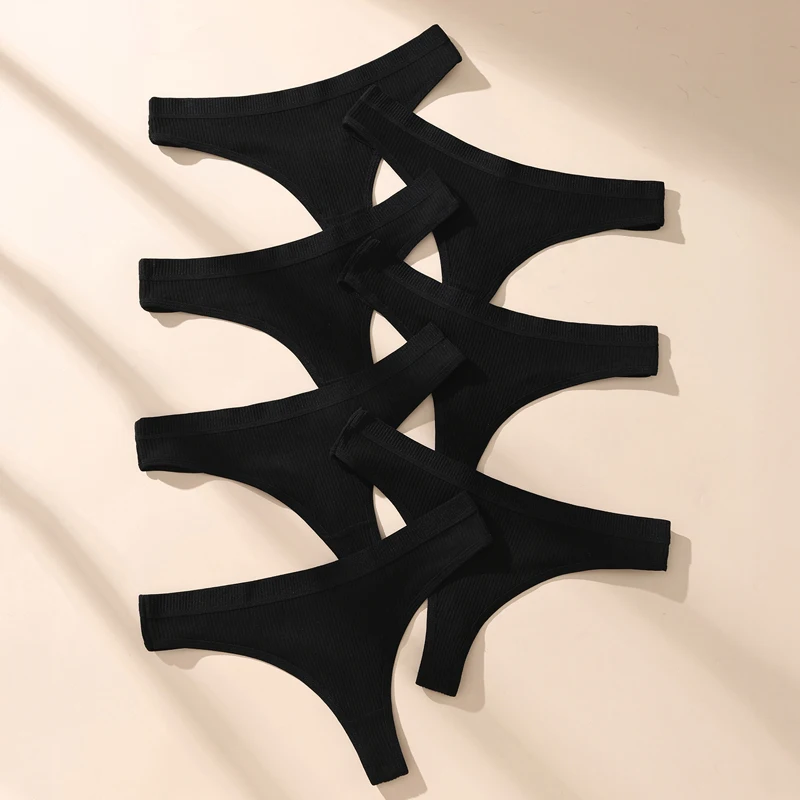7 Teile/satz Frauen Thongs Baumwolle Höschen Gestreiften Unterwäsche Sexy Unterhose Solide Panty Weiche G-Strings Plus Größe Weibliche Dessous